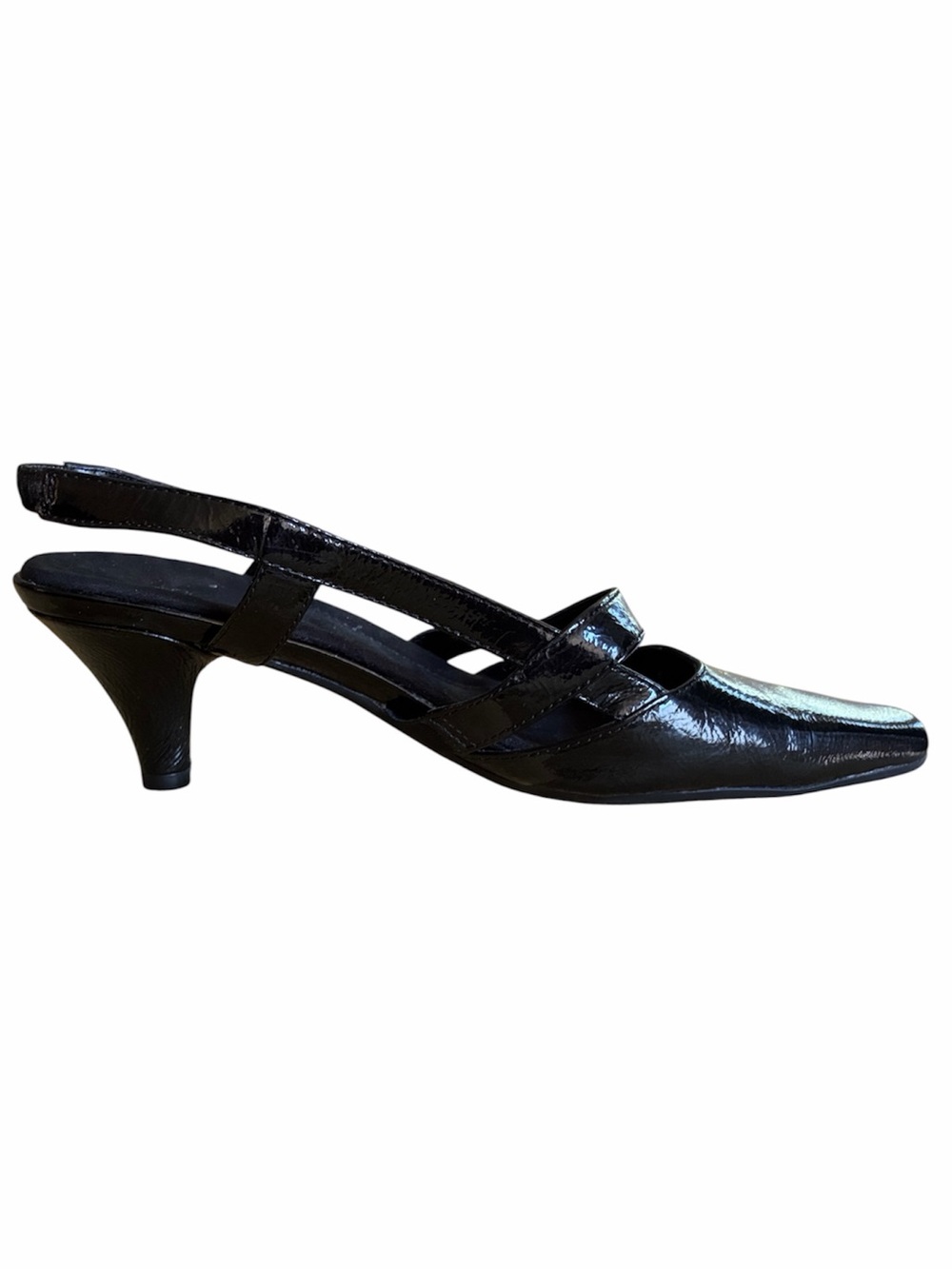 AEROSOLES black patent leather kitten heel sandals 7.5